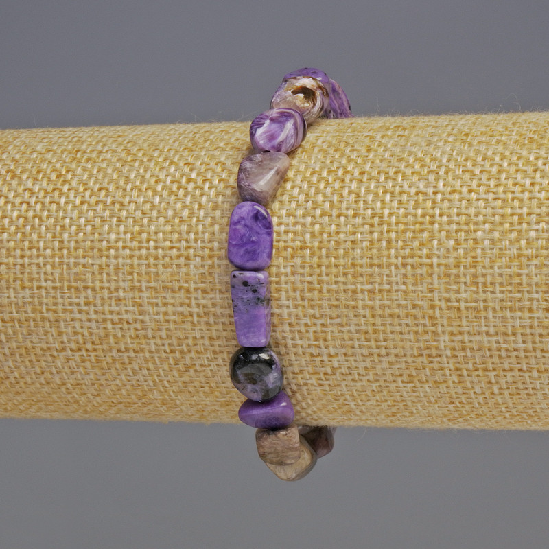 Charoite Bead Bracelet, natural stone faceted beads, diameter 8x8x5mm, length 18cm, stretch