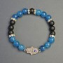 Bracelet Apatite and Shungite (synthetic) with Handprint insert, 8mm diameter ±, length 7.1in ± stretch