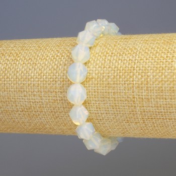 Bracelet Opalite synthetic moonstone mulitfaceted, 8x8 mm facets, length 18 cm, stretch
