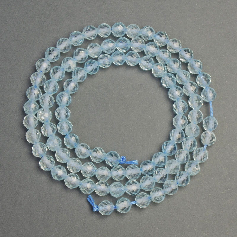 Faceted Topaz Natural Stone Beads round 4mm diameter, 38cm length