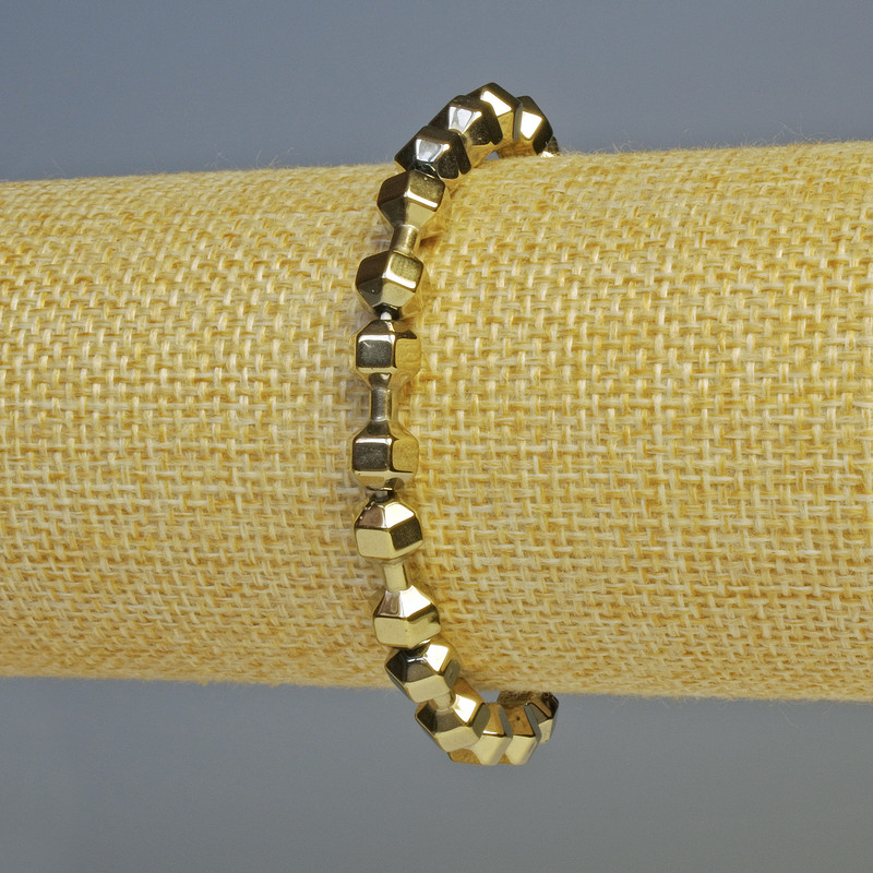 Bracelet Hematite Dumbbell Light Bronze Color, 15x6mm± beads, length 18cm± stretch