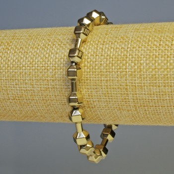 Bracelet Hematite Hammered Shape Light Bronze, diameter 21×7 mm, ±, length 18 cm ± stretch