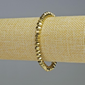 Bracelet Hematite faceted rondelles golden color, 6x4mm diameters, length 18cm, stretch