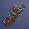 Brooch with Carnelian and Gray Rhinestones, silver-colored metal 75x37 mm+