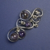 Brooch with Amethyst and Gray Rhinestones, metal color "Silver" 75x37 mm+