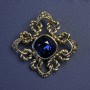 Brooch pendant Accent with blue crystal and rhinestones 40 mm +