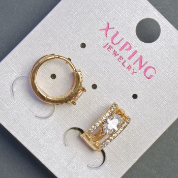 Earrings Xuping 13x7 mm "18K Gold Plating" with White Crystals