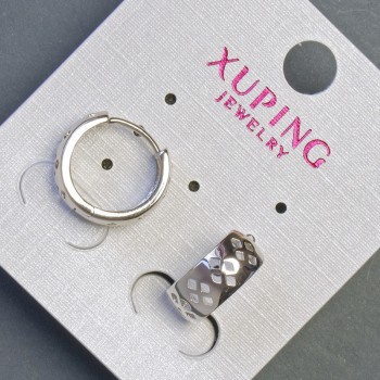 Earrings Xuping, 12 mm length, 6 mm thickness, rhodium-plated