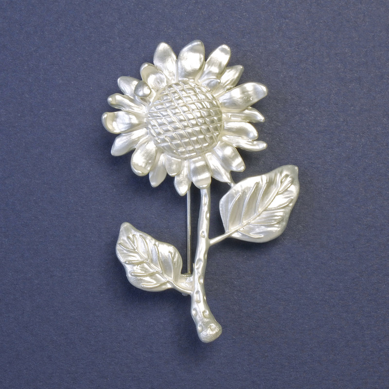 Brooch Pendant Sunflower 55×35mm± Silver Metal