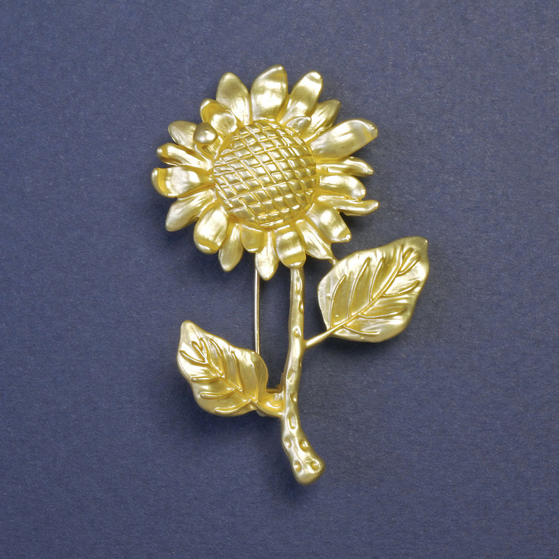 Brooch Pendant Sunflower 55x35mm± Gold-Toned Metal