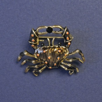 Brooch Crab brown enamel gold-toned metal 23x30mm