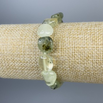 Bracelet Prehnite faceted beads, diameter 14x12mm+-, length 18cm+-, stretch