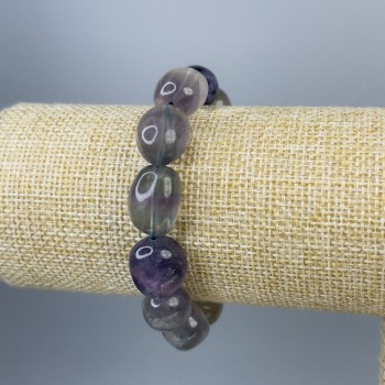Fluorite Bead Bracelet, faceted, diameter 17x13mm±, length 18cm± stretch