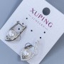 Xuping Rhodium Earrings with Pearl, 8 mm Diameter and White Crystals, 24 mm Long +