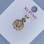 Xuping Pendant with White Crystal, 14 mm Diameter +-, 20 mm Length +-, 18K Gold Plating