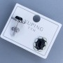 Xuping Stud Earrings with Black Stone, 12x10mm±, Rhodium-plated