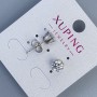 Xuping Stud Earrings with White Stone Rhodium Plating 6mm+