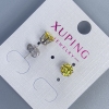 Xuping Stud Earrings with Yellow Stone in Crown Setting 6mm+ Rhodium Plated