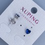 Earrings 'Studs' Heart with Blue Stone 5mm+ Rhodium-plated