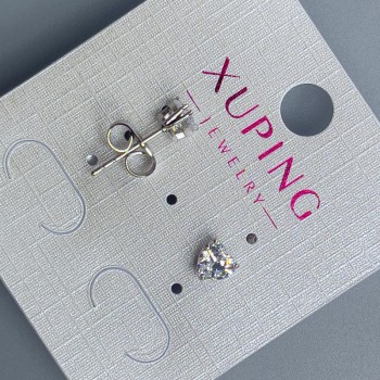 Earrings Studs Xuping Heart with White Stone 5mm+ Rhodium