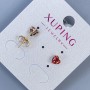 Earrings studs Xuping Heart with red stone 5mm+- 18K gold-plated
