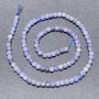Sapphire Beads on Thread, Faceted Cube Shape, 4 mm diameter ±, 39 cm length ±