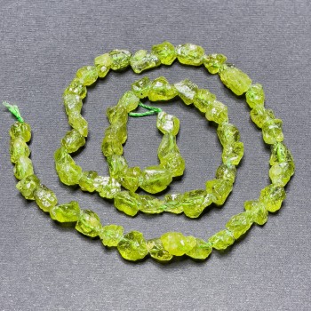Chrysoprase Beads on Thread Natural Unpolished Stone Tumbled, 8×6 mm, 40 cm length