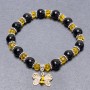 Agate and Czech Crystal Bracelet with Smooth Round Beads and Rondelles, 18 cm Stretch