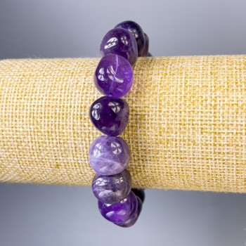 Amethyst Bead Glitter Bracelet, 13x12mm, diameter, 18cm length, stretch