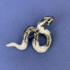 Pendant-brooch Snake with gray enamel and blue crystals, silver metal 53x32mm +