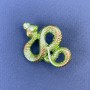 Brooch Pendant Snake Light Green Enamel Silver-colored Metal 40x31mm +