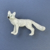 Brooch Dog white color with green rhinestones 34x60mm+