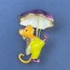 Brooch Mole (Misha) with purple rhinestones, yellow, purple, and white enamel, gold-tone metal 29x40mm+