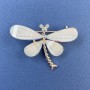 Brooch Butterfly with white rhinestones, light pink accents, golden metal, diameter 40mm+, length 30mm+