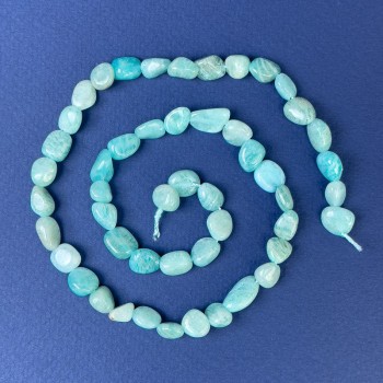 Amazonite Beads Faceted 8x6mm on Thread, 39cm+ length