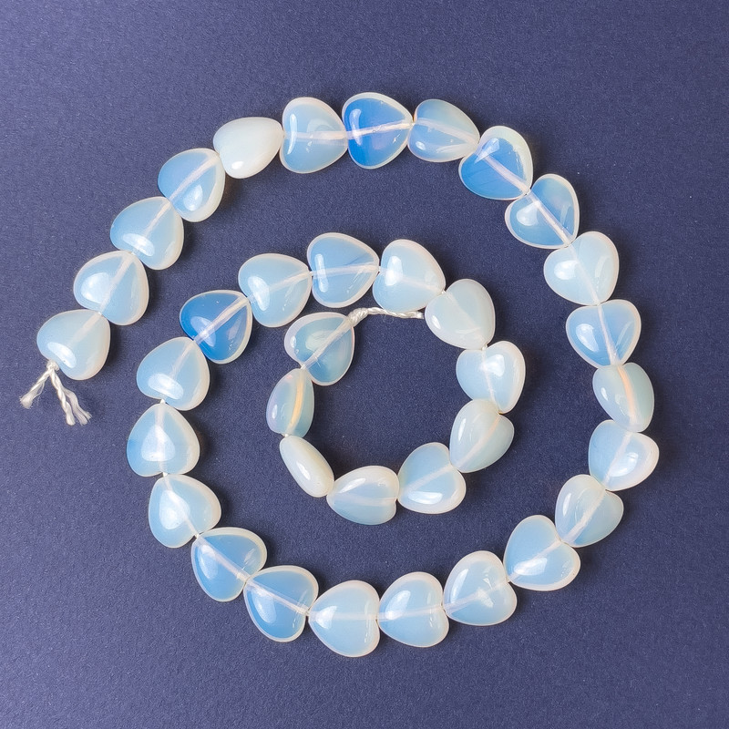 Moonstone Heart Beads 11x12x5mm± on Thread, 40cm+ Length