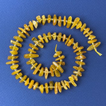 Amber Beads Chip 10x3mm+- with Seed Beads, diameter 3mm+- on Thread, length 38cm+