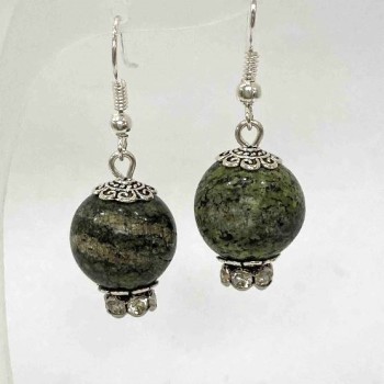Earrings 'Serpentine' Smooth Bead, Ø 14mm ±, length 38mm ±