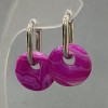 Earrings Agate Raspberry, diameter 18mm ±, length 30mm ±