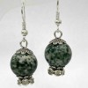 Moss Agate Bead Earrings, 12mm diameter, 36mm length