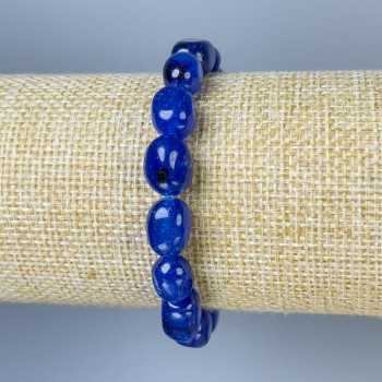 Bracelet Tonovanized Quartz Lapis Lazuli (loose) tumbled, diameter 12x9mm+-, length 18cm+-stretch