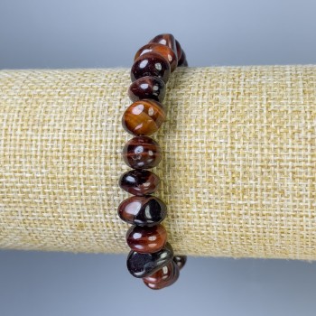 Beads Hawk's Eye Tumbled, diameter 8-10x7-9mm±, length 18cm± Stretch Bracelet
