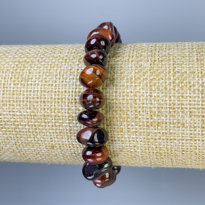 Beads Hawk's Eye Tumbled, diameter 8-10x7-9mm±, length 18cm± Stretch Bracelet