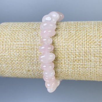 Bracelet Pink Quartz Faceted, diameter 10-12×8mm, length 18cm, stretch