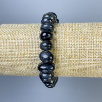 Bracelet Hawk's Eye faceted, 10-13x8-10mm, +/- diameter, length 18cm +/- stretch