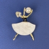 Pendant-brooch 'Girl' with Pearlized tint, white rhinestones, golden metal 47×32mm± with pearl