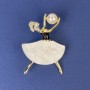 Pendant-brooch 'Girl' with Pearlized tint, white rhinestones, golden metal 47×32mm± with pearl