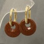 Earrings Aventurine Golden Sand Donut, diameter 18mm±, length 30mm±