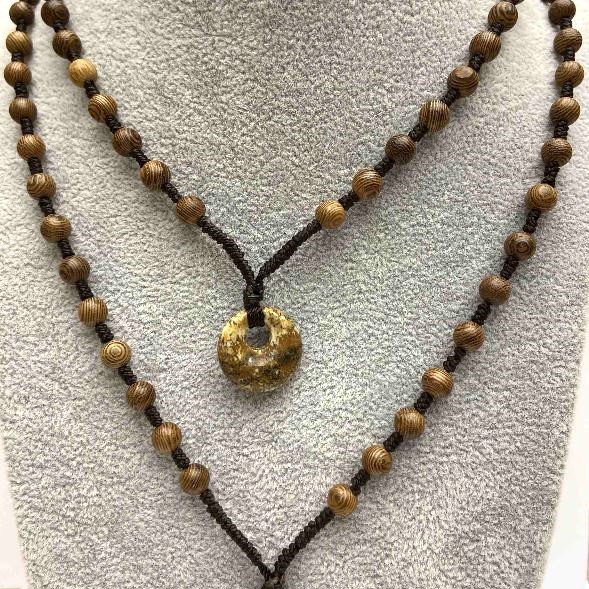 Neck cord with beads, diameter 6mm + - pendant donut, diameter 18mm +-, length 60cm+- (price per 1 piece) Jasper, Agate, Unakit to choose from