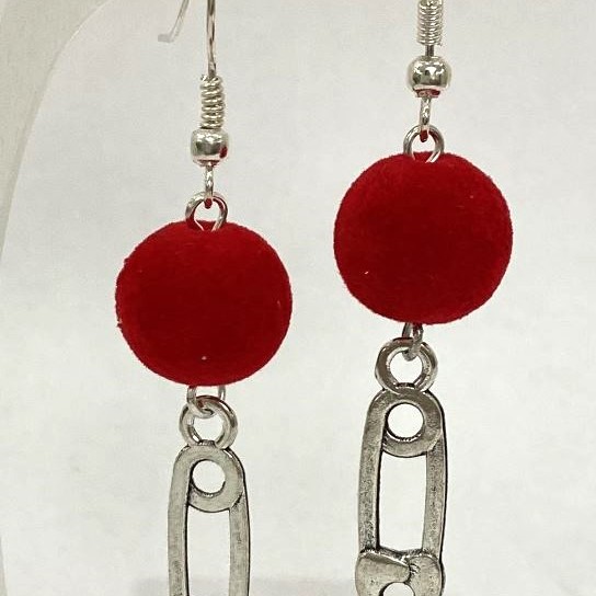 Earrings "Red Rowan", diameter 12 mm ± Tourmaline (imitation) faceted bead, diameter 8 mm ±, length 53 cm ±